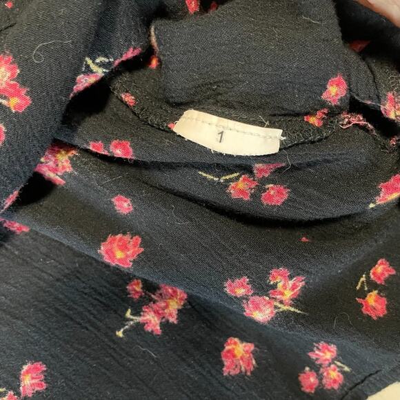 Billabong Floral Boho Top Size Large Black‎ - Picture 9 of 11
